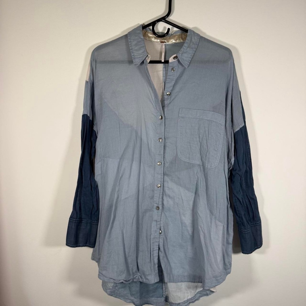 free people, rainbow ray button down tshirt